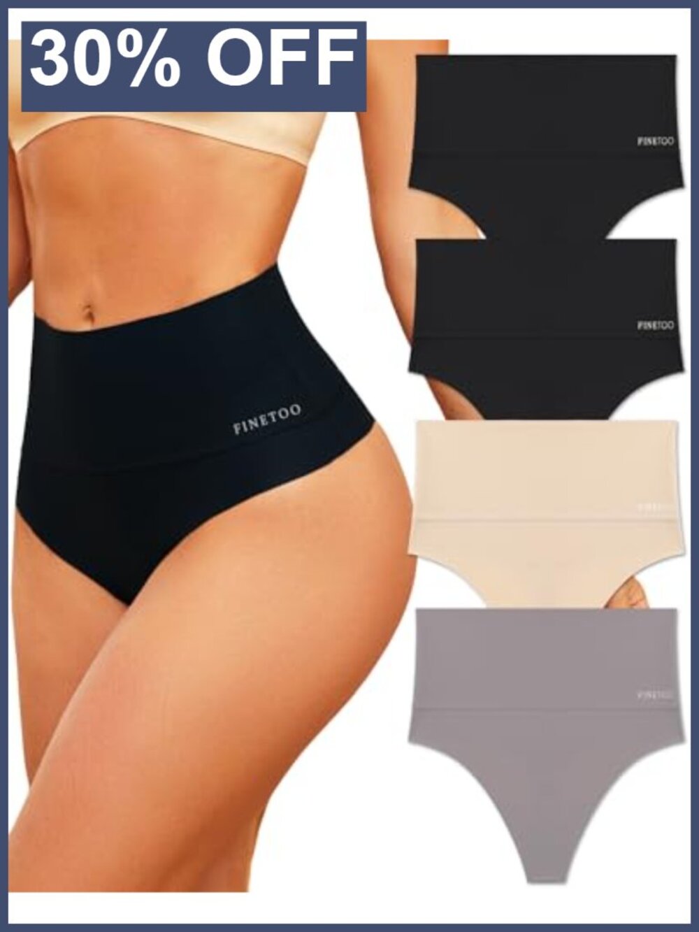 High Waisted Seamless Thongs Tummy Control Shapewear 4 Pack